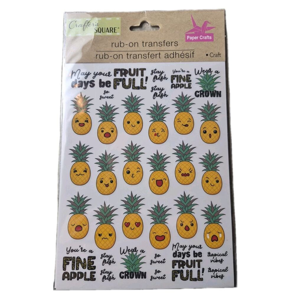 Crafter's Square Paper Craft Rub-On Transfers Pineapples Scrapbooking Gifts